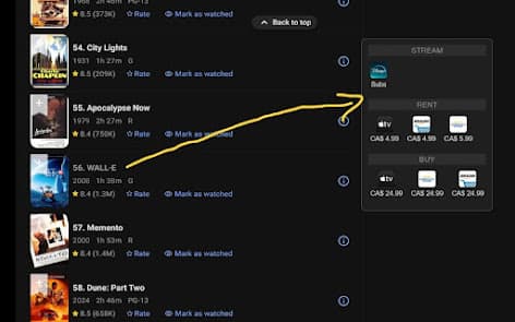 Just Watch IMDb screenshot